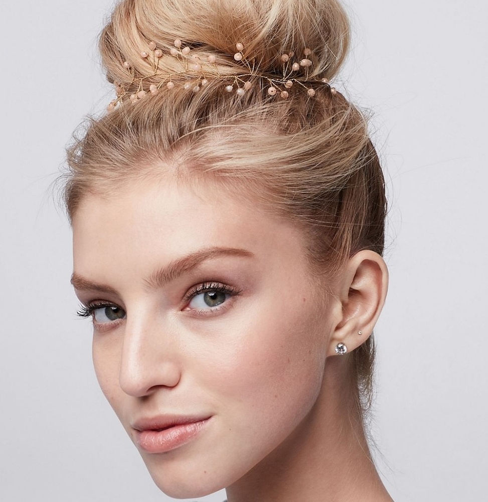 Bnwt hand wired blush crystal hair vine